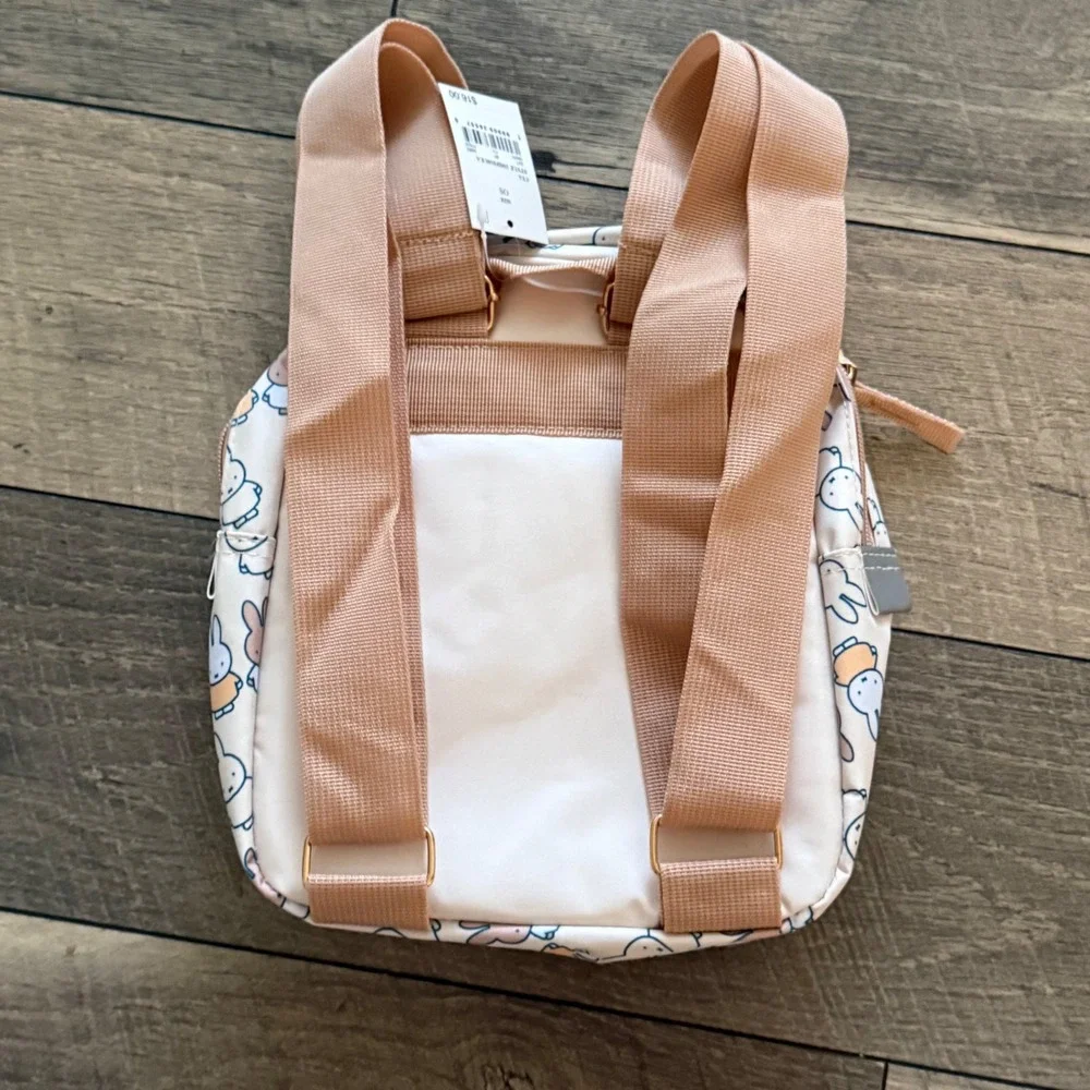 Miffy Bunny Mini Backpack All Over Print Cream Tan Small Rucksack New NWT